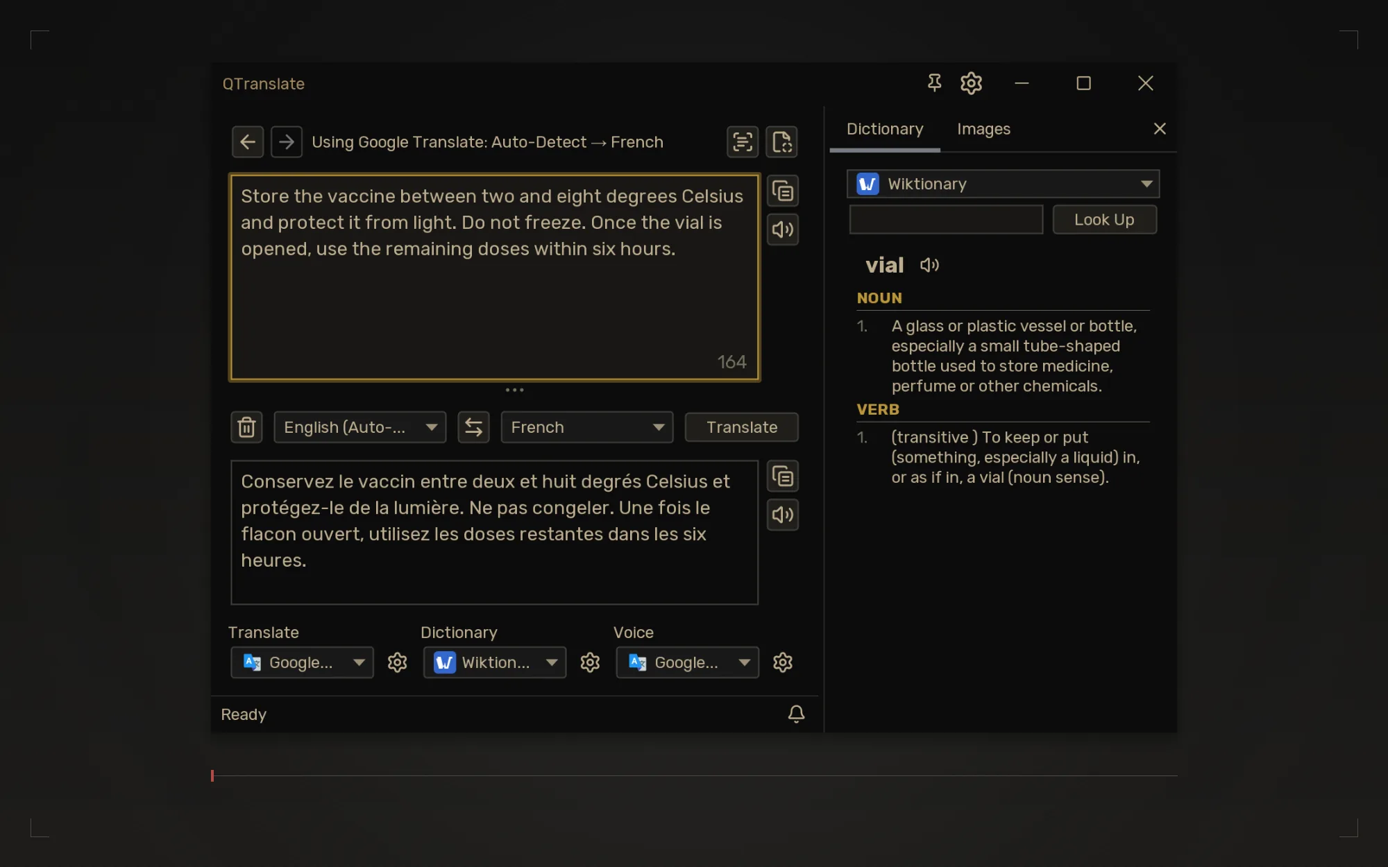 Dictionary docked