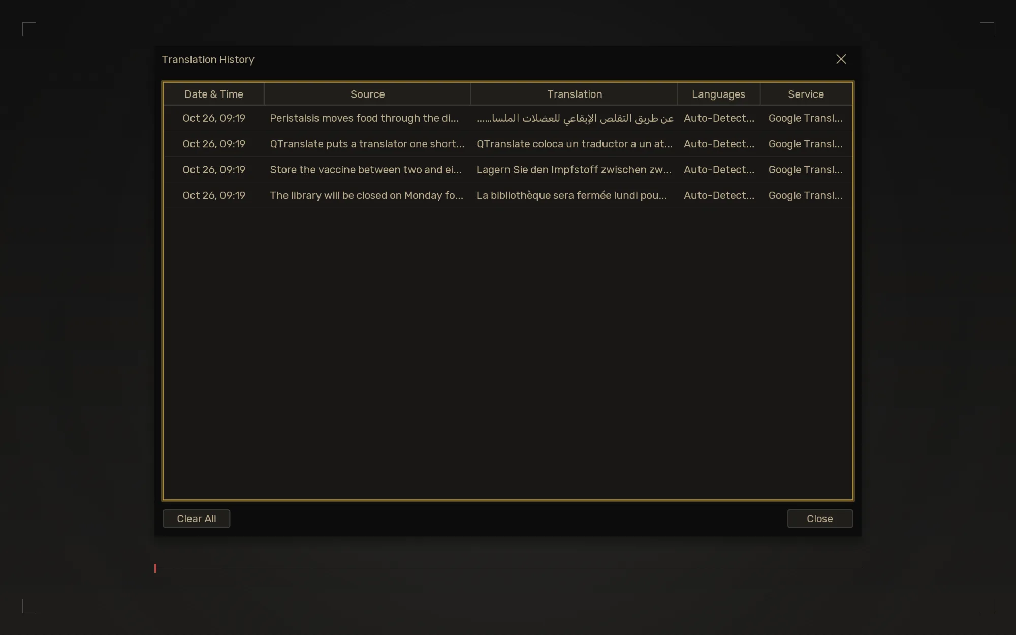 Translation history